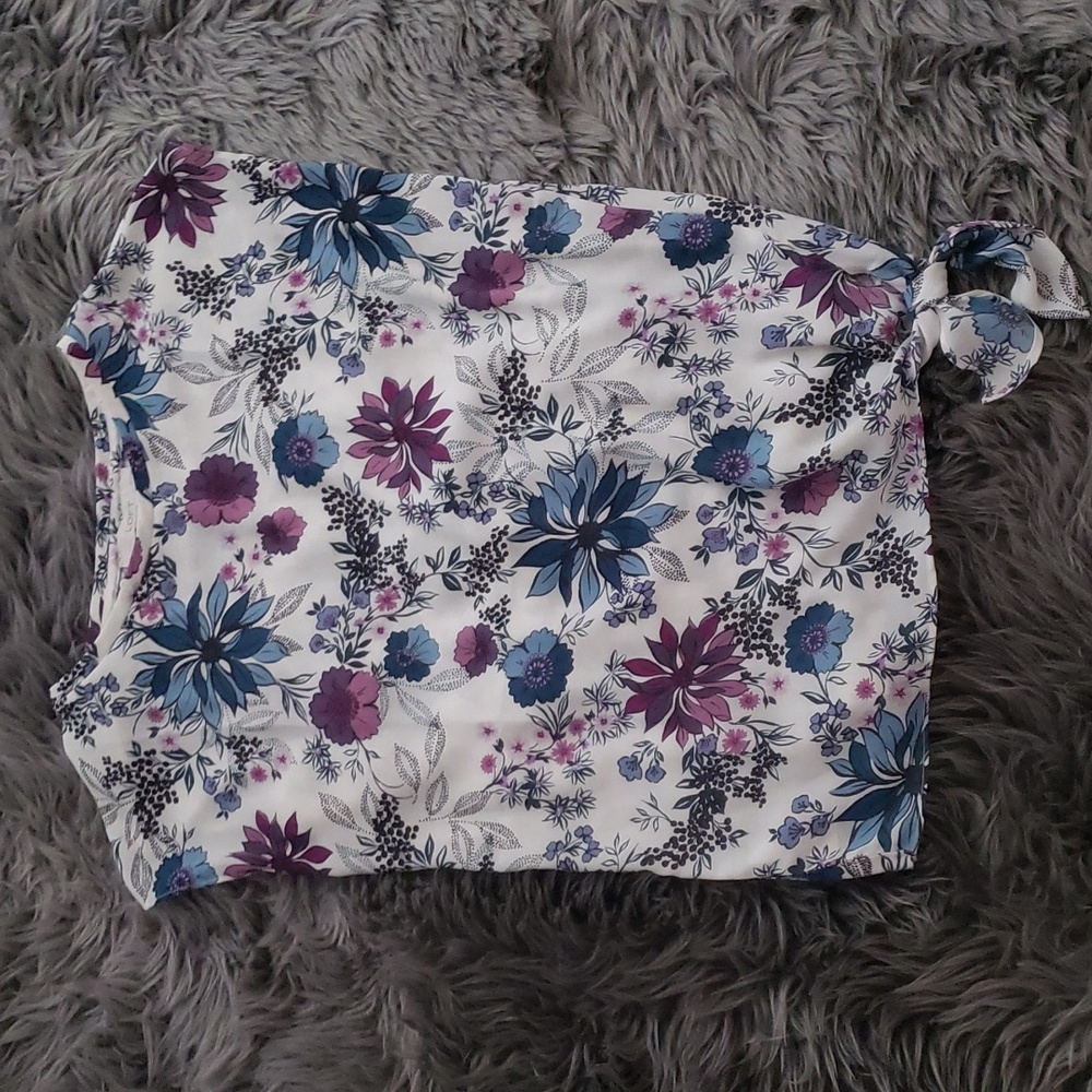 Loft Floral Print Top with Side Tie